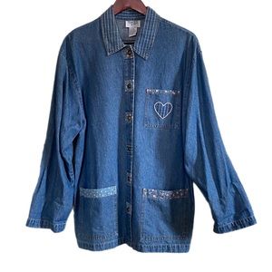 VINTAGE TEDDI Shirt Tunic Top Smock Denim Sz M